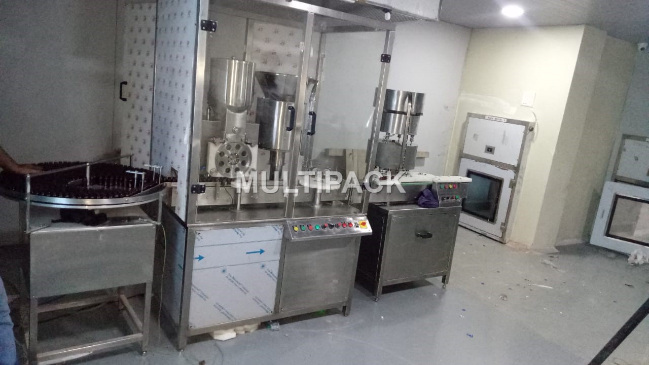 Aseptic injectable powder filling machine – Dry Powder Filling Machine – Injectable Dry Powder Filler with Rubber Stoppering Machine dosing sterile powders , Sterile Dry Powder filling line